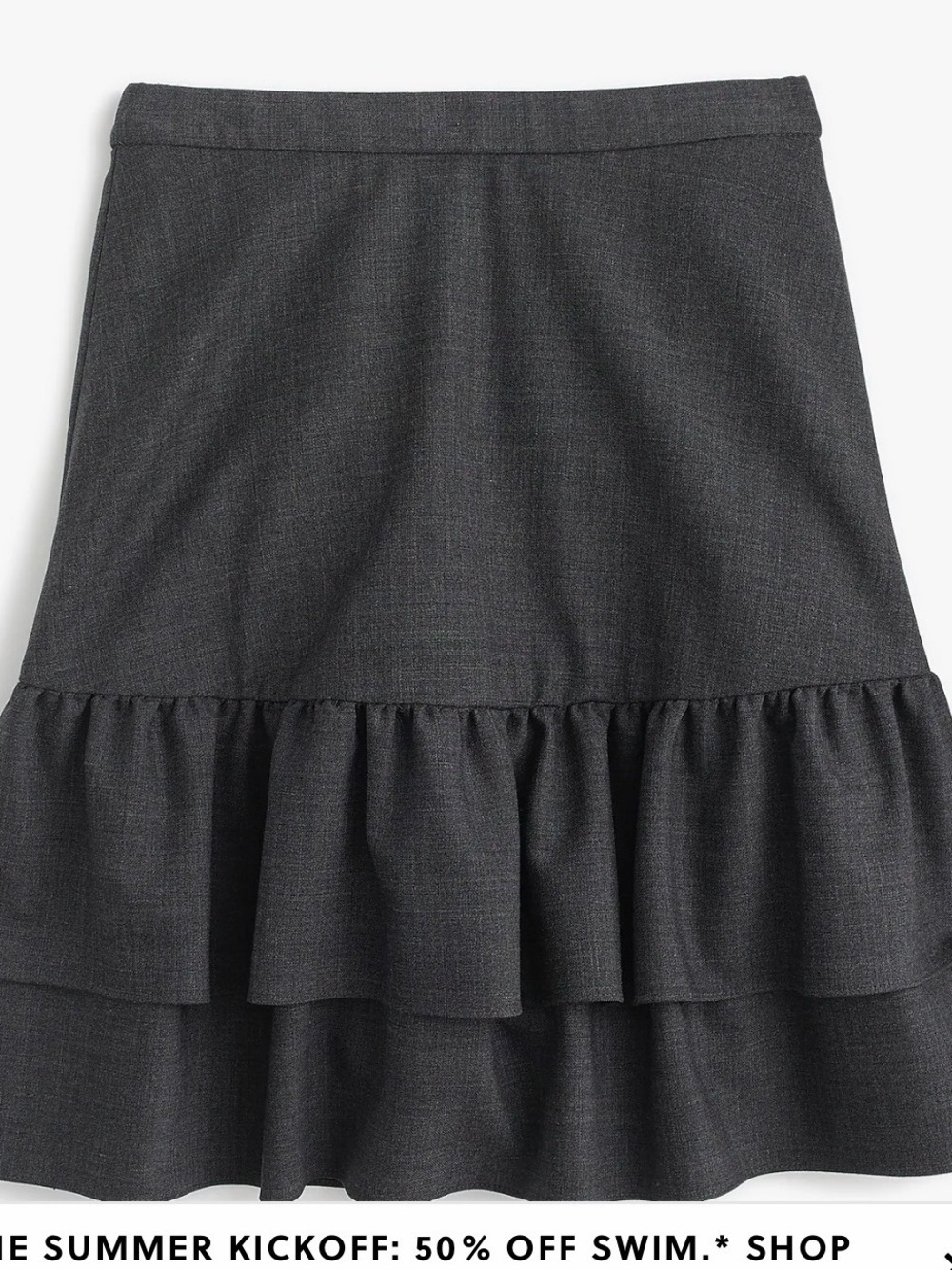 J. Crew Dark Gray Tiered Ruffle A-Line Skirt